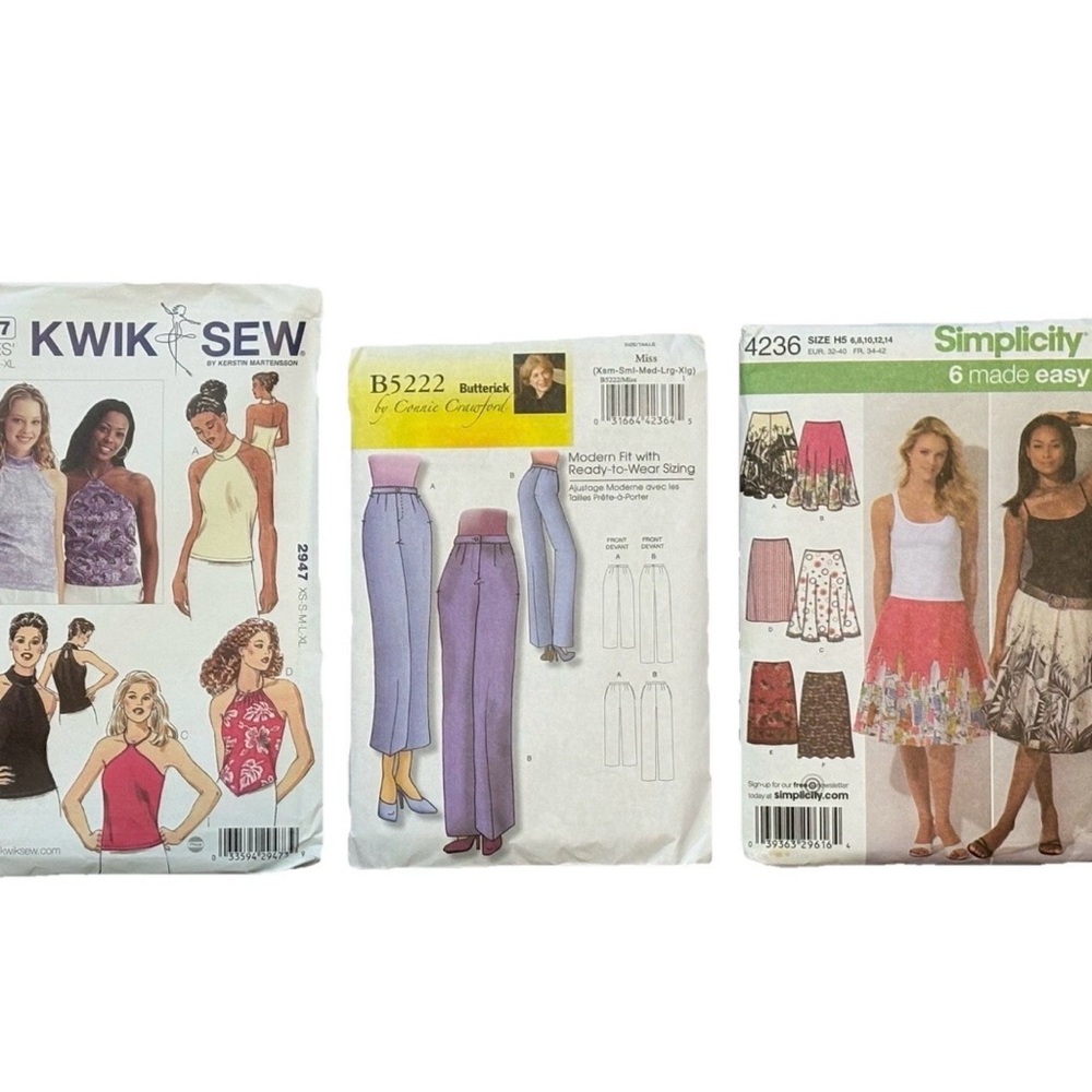 Bundle of Patterns Tops Pants Skirts Simplicity Butterick & Kwik Sew Uncut New